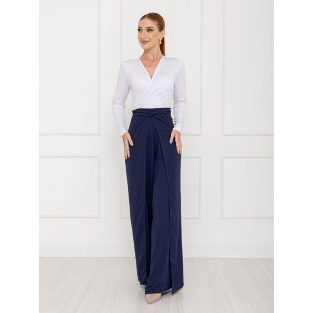 Calça Pantalona Transpassada Envelope VICTORIA Azul Tamanho Único