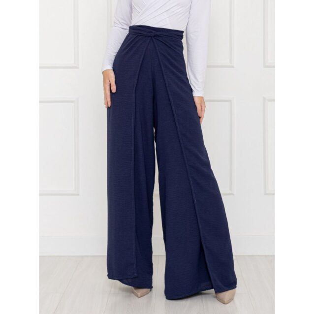 Calça Pantalona Transpassada Envelope VICTORIA Azul Tamanho Único