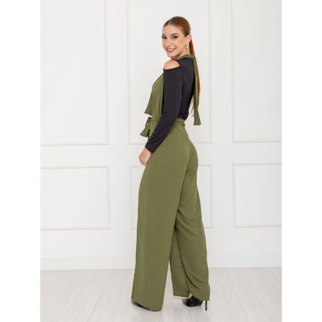 Calça Pantalona Transpassada Envelope VICTORIA Verde Tamanho Único
