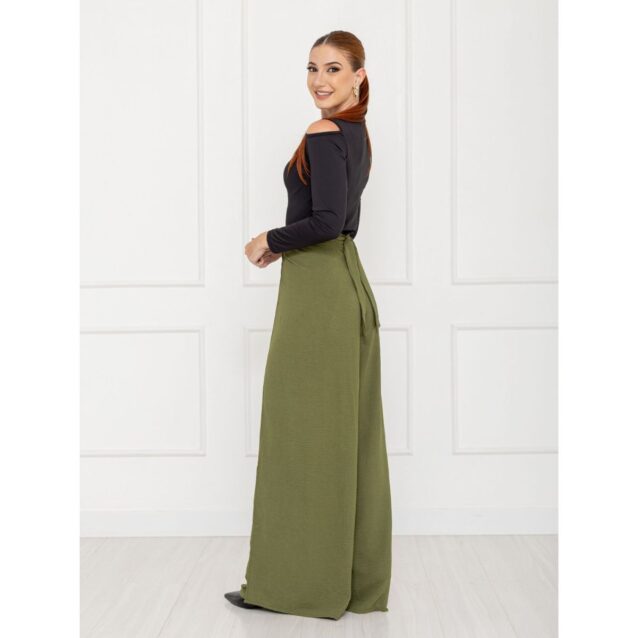 Calça Pantalona Transpassada Envelope VICTORIA Verde Tamanho Único