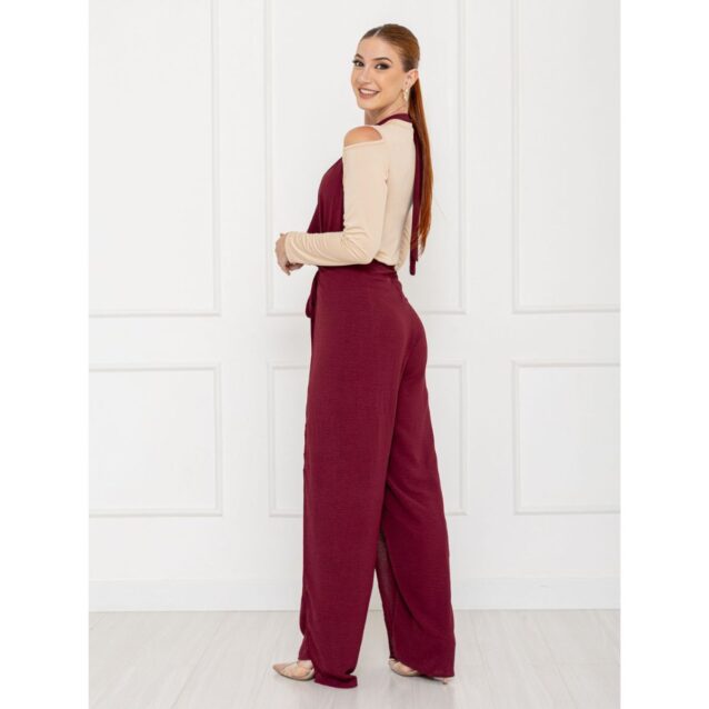 Calça Pantalona Transpassada Envelope VICTORIA Vinho Tamanho Único