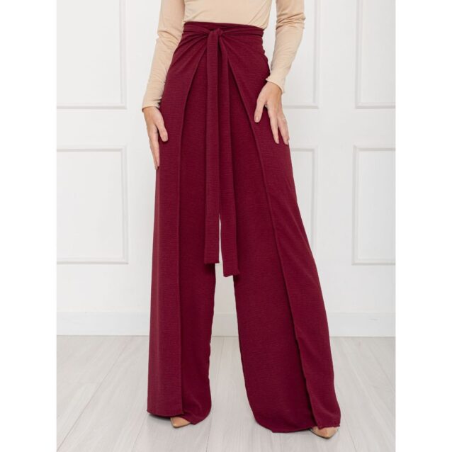 Calça Pantalona Transpassada Envelope VICTORIA Vinho Tamanho Único