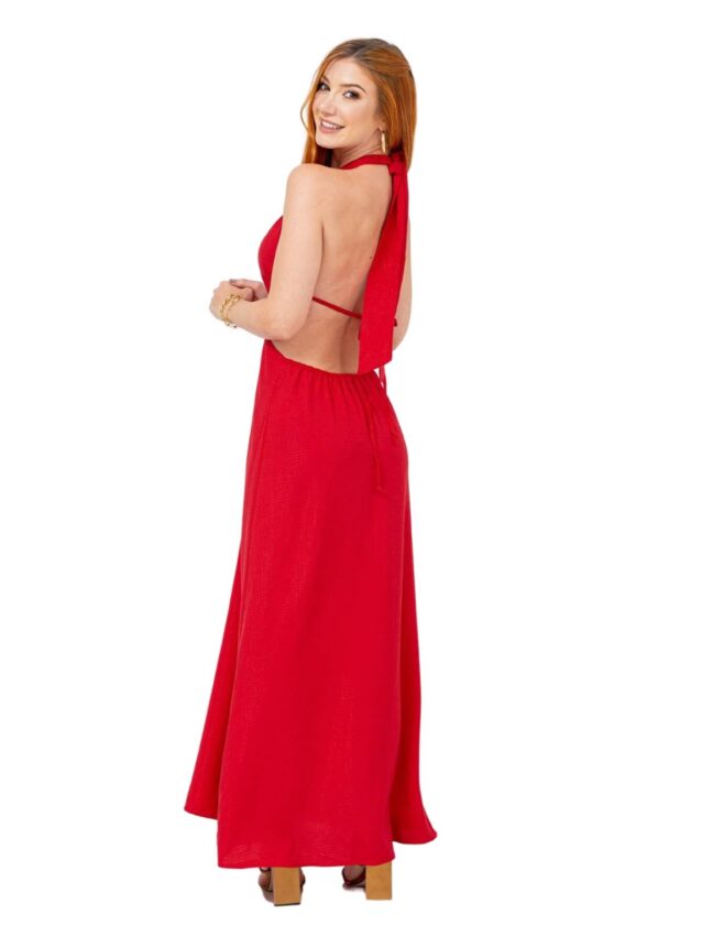 Vestido Longo Frente Única ISADORA – Vermelho – Tamanho Único