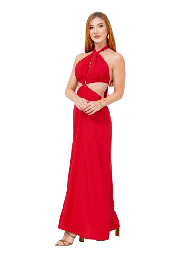 Vestido Longo Frente Única ISADORA – Vermelho – Tamanho Único