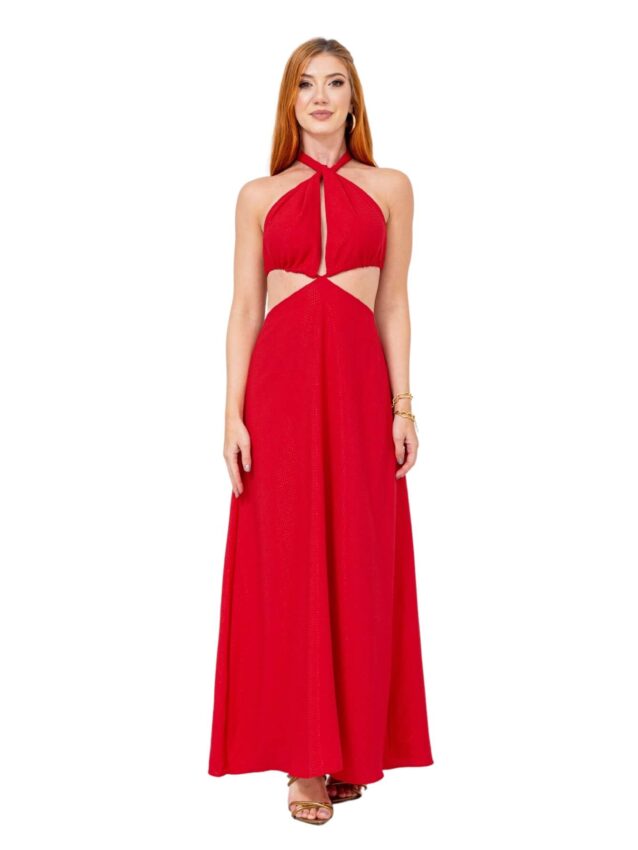 Vestido Longo Frente Única ISADORA – Vermelho – Tamanho Único