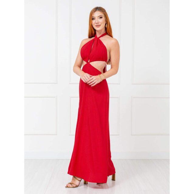Vestido Longo Frente Única ISADORA – Vermelho – Tamanho Único