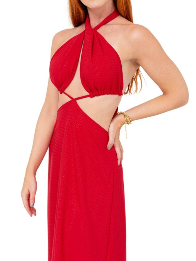 Vestido Longo Frente Única ISADORA – Vermelho – Tamanho Único