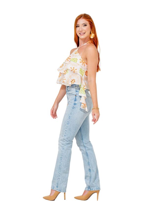 Blusa Cropped Frente Única Babados Laise BLISS – Branca (13)