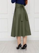 Saia Midi Envelope Transpassada CARMEN Verde Tamanho Único