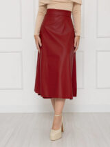 Saia Midi Envelope Transpassada CARMEN Vermelha Bordô Tamanho Único