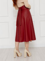 Saia Midi Envelope Transpassada CARMEN Vermelha Bordô Tamanho Único