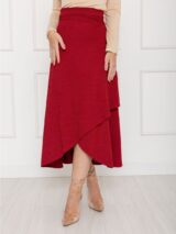 Saia Midi Transpassada Envelope em Malha Laurel MIRANDA Vinho Tamanho Único