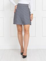 Saia Curta Transpassada Envelope Alfaiataria Risca de Giz COSMOPOLITAN Cinza Tamanho Único