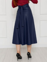 Saia Midi Envelope Transpassada CARMEN Azul Marinho Tamanho Único