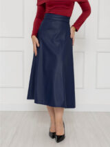 Saia Midi Envelope Transpassada CARMEN Azul Marinho Tamanho Único