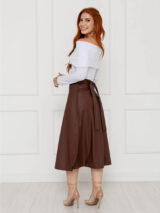 Saia Midi Envelope Transpassada CARMEN Marrom Escuro Tamanho Único (1)