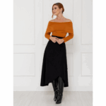 Saia Midi Envelope Transpassada Suede MONTEVIDEU Preta Tamanho Único