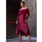 Saia Midi Envelope Transpassada Suede MONTEVIDEU Vermelho Bordô Tamanho Único