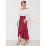 Saia Midi Envelope Transpassada Suede MONTEVIDEU Vermelho Bordô Tamanho Único