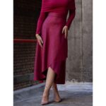 Saia Midi Envelope Transpassada Suede MONTEVIDEU Vermelho Bordô Tamanho Único