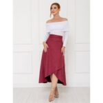 Saia Midi Envelope Transpassada Suede MONTEVIDEU Vermelho Bordô Tamanho Único