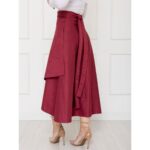 Saia Midi Envelope Transpassada Suede MONTEVIDEU Vermelho Bordô Tamanho Único