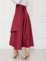 Saia Midi Envelope Transpassada Suede MONTEVIDEU Vermelho Bordô Tamanho Único