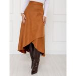 Saia Midi Envelope Transpassada Suede MONTEVIDEU Caramelo Tamanho Único