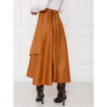 Saia Midi Envelope Transpassada Suede MONTEVIDEU Caramelo Tamanho Único
