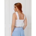 Blusa Cropped Top Alças Largas Decote Reto GIANNI Branca