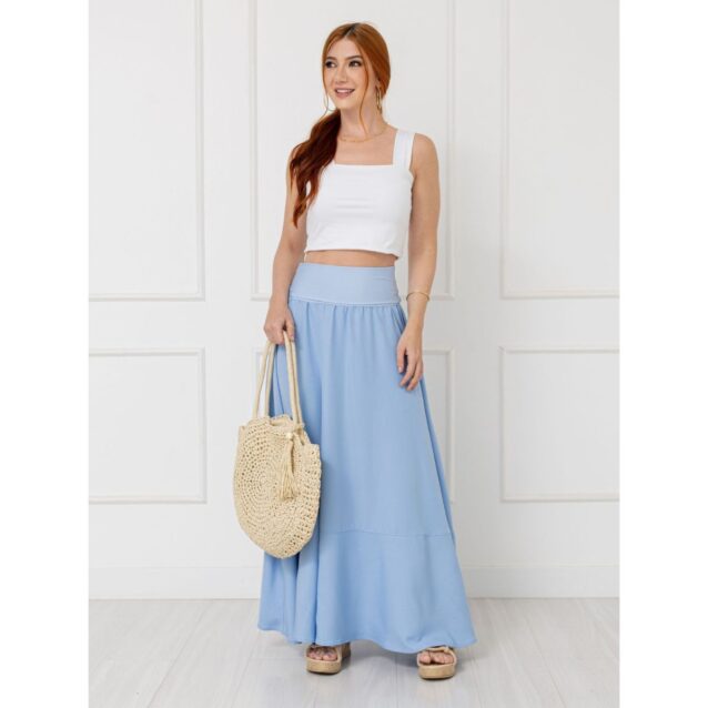 Blusa Cropped Top Alças Largas Decote Reto GIANNI Branca