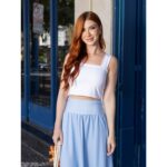 Blusa Cropped Top Alças Largas Decote Reto GIANNI Branca