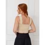 Blusa Cropped Top Alças Largas Decote Reto GIANNI Creme