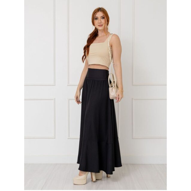 Blusa Cropped Top Alças Largas Decote Reto GIANNI Creme