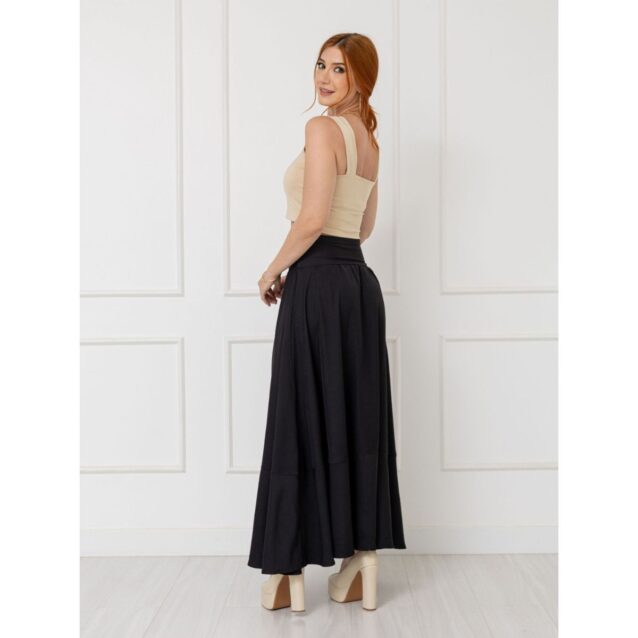Blusa Cropped Top Alças Largas Decote Reto GIANNI Creme