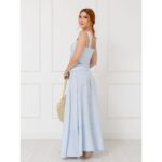 Blusa Cropped Top Alças Largas Decote Reto GIANNI Listrada Azul Branca