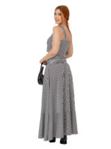 Saia Longa Vestido 2 em 1 Riviera – Listrada Preta e Branca