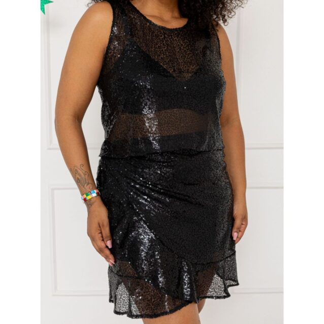 Blusa Cropped Regata Paetê CARNAVÁLIA Preta