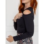 Blusa Manga Longa Ombro Vazado Malha CELINA Preta