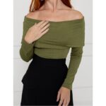 Blusa Manga Longa Ombro a Ombro Malha DOMINIQUE Verde