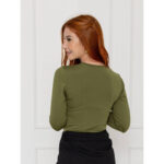 Blusa Manga Longa Transpassada Malha AUDREY Verde