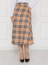 Saia Midi Envelope Transpassada Alfaiataria Xadrez MILANO Amarela Tamanho Único