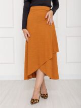 Saia Midi Transpassada Envelope em Malha Laurel MIRANDA Caramelo Tamanho Único