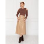 Blusa Manga Longa Ombro Vazado Malha CELINA Marrom