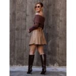 Saia Curta Envelope Transpassada PU Premium Croco MEDUSA Nude Tamanho Único