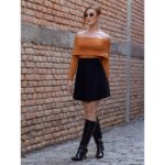 Saia Curta Envelope Transpassada Suede MENDOZA Preta Tamanho Único
