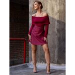 Saia Curta Envelope Transpassada Suede MENDOZA Vermelho Bordô Tamanho Único