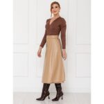 Saia Midi Envelope Transpassada PU Premium Croco ATENA Nude Tamanho Único