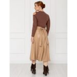 Saia Midi Envelope Transpassada PU Premium Croco ATENA Nude Tamanho Único