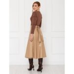 Saia Midi Envelope Transpassada PU Premium Croco ATENA Nude Tamanho Único